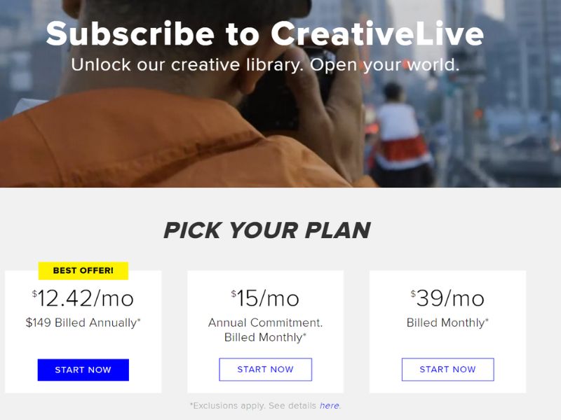 CreativeLive fees and pricing
