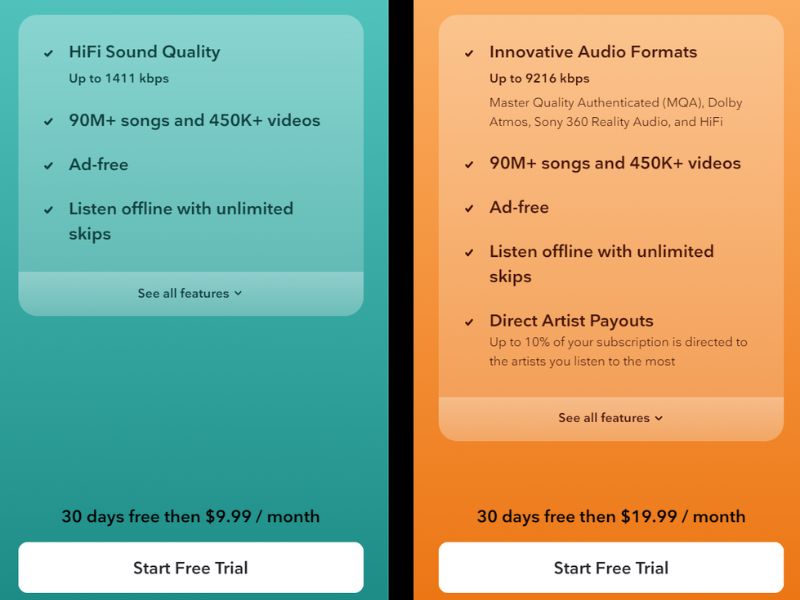 Tidal Pricing And Features